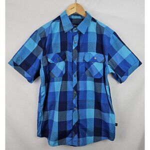 Red Ape RA Men's Shirt Size Large Blue Palid Short Sleeve Button Down Top